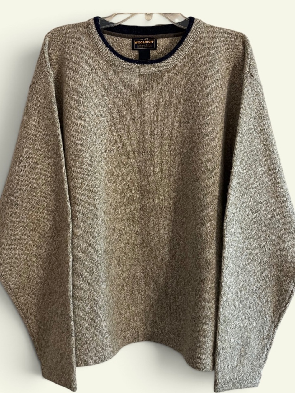 Vintage Woolrich Heavyweight Wool Blend Boxy Crewneck Sweater XL Khaki